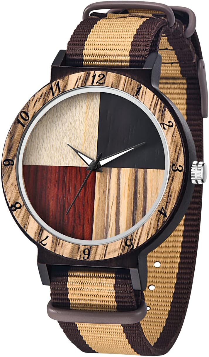 Inverted Geometric Wood Watch Creative Quartz Watch for Men Hand-Made Wooden Watches