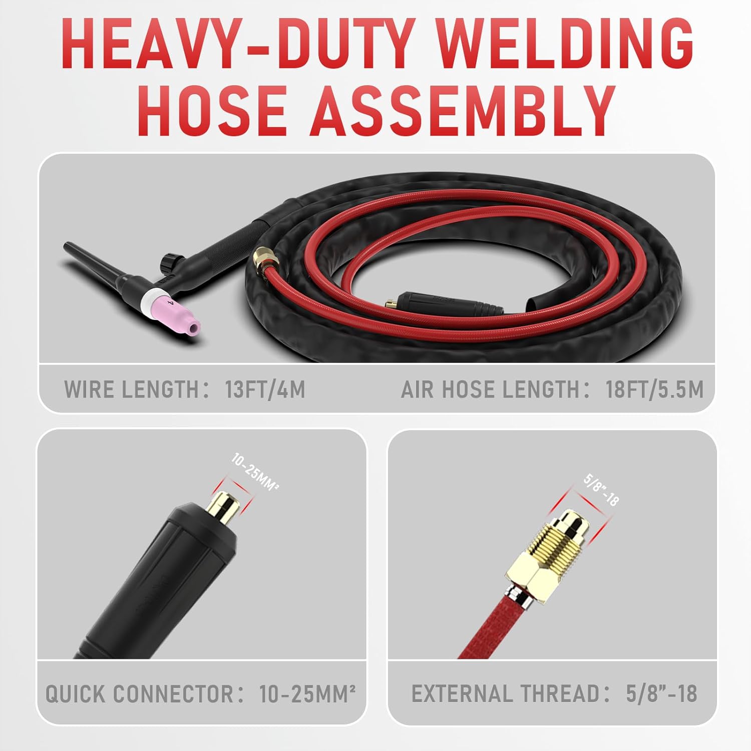 YESWELDER TIG Welding Torch WP-17V 13ft 150Amp 10-25mm² Air Cooled Lift TIG Torch, Compatible with YESWELDER FLUX-135 PRO/MIG-140DS PRO/YWM-160/ARC-165DS Welders