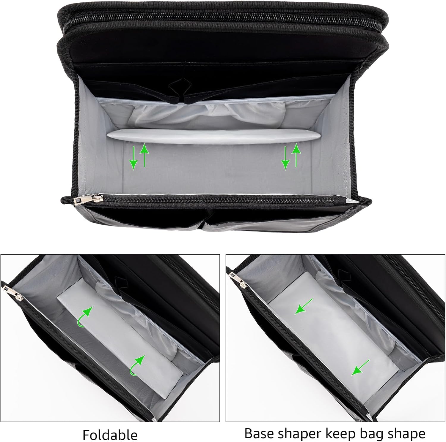 Yoillione Backpack Organizer Insert for Men and Women with Base Shaper - Lightweight Bag Organizer with High Capacity, 17 Pockets with Zipper (13'' Height, Black) - Image 4