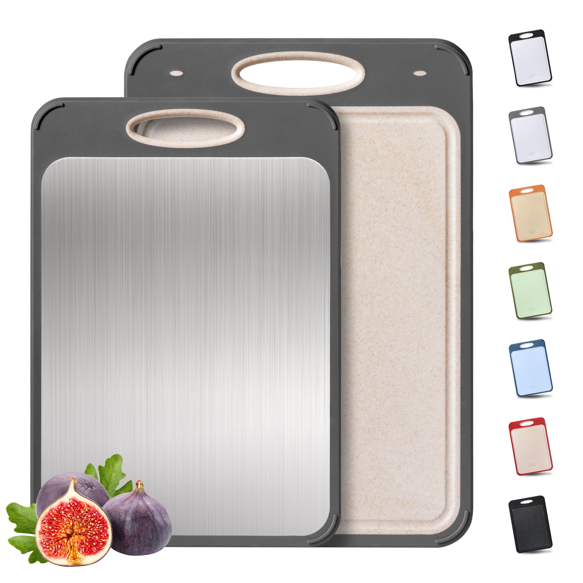 Socisen 2 Packs Stainless Steel Cutting Board Set