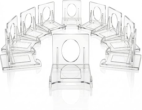 Card Display Stand, 10 Pack Adjustable Clear Acrylic Trading Card Stand, Mini Card Stand for Graded Sports Cards, Photos & Small Books, Transparent Book Stand Holder for Desktop Collectibles