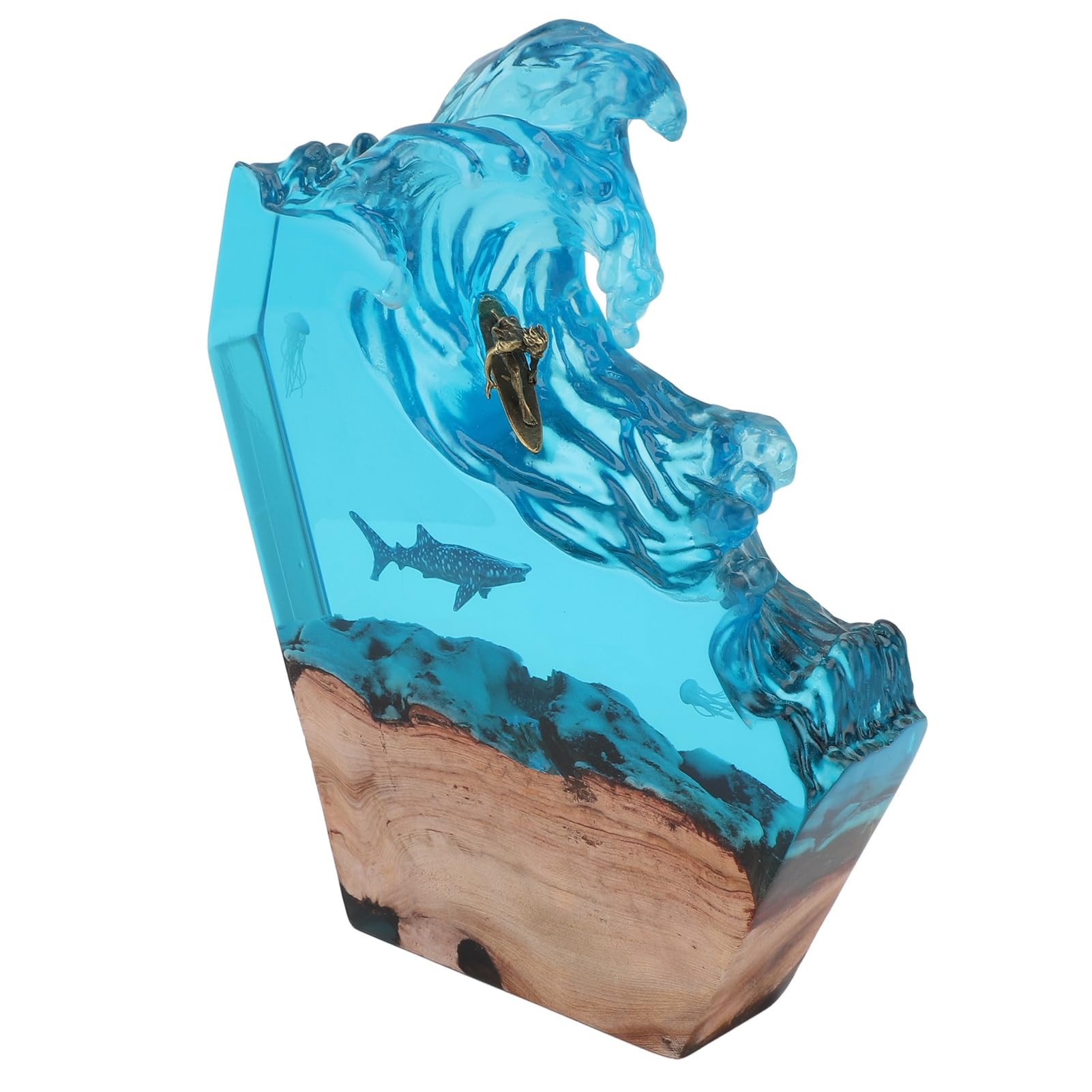 Veilleuse LED 3D artistique pour chambre à coucher, bureau, décoration d'intérieur, résine faite à la main, bois de pin, 1 unité