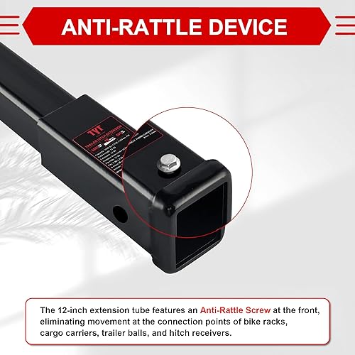 Miniatura 4 de TYT Extensión de enganche de remolque de 18 pulgadas, extensor de enganche de acero sólido forjado para receptores de 2 pulgadas con bloqueo de