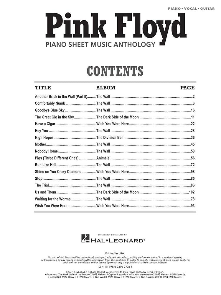 Pink Floyd - Anthology (Sheet Music Anthology): Pink Floyd