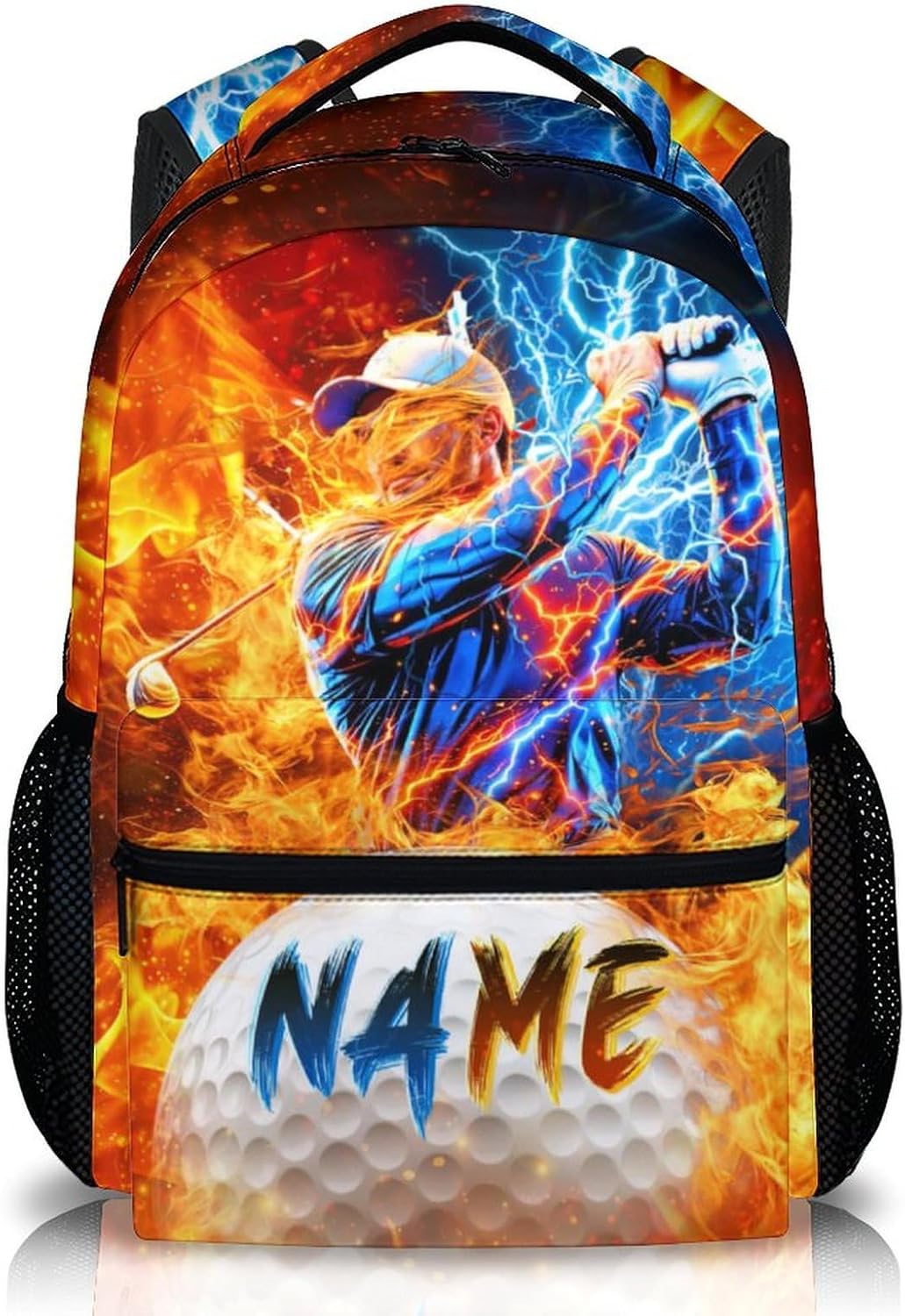 Boys School Backpack - Custom Golf Boys Backpacks with Name for Kids Teens Elementary Middle Primary High Senior - 17 Inch Lightweight Cool Sport Bookbag for School Travel