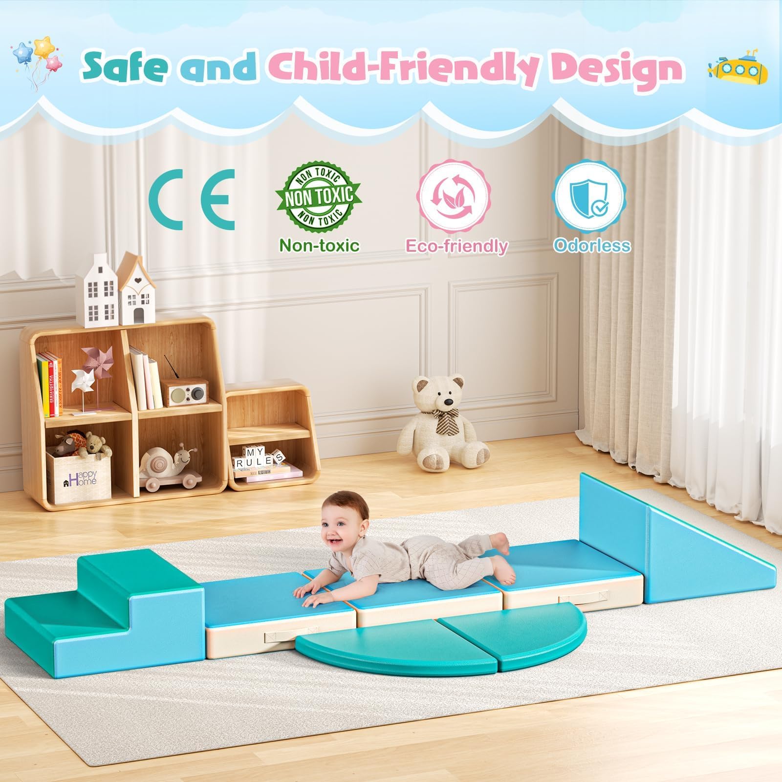 5P-Soft Climbing Blocks, Baby Soft Play Climbing Blocks, High-density Pearl Cotton, PU Cover Scratch-Resistant Clean Easily - Image 6