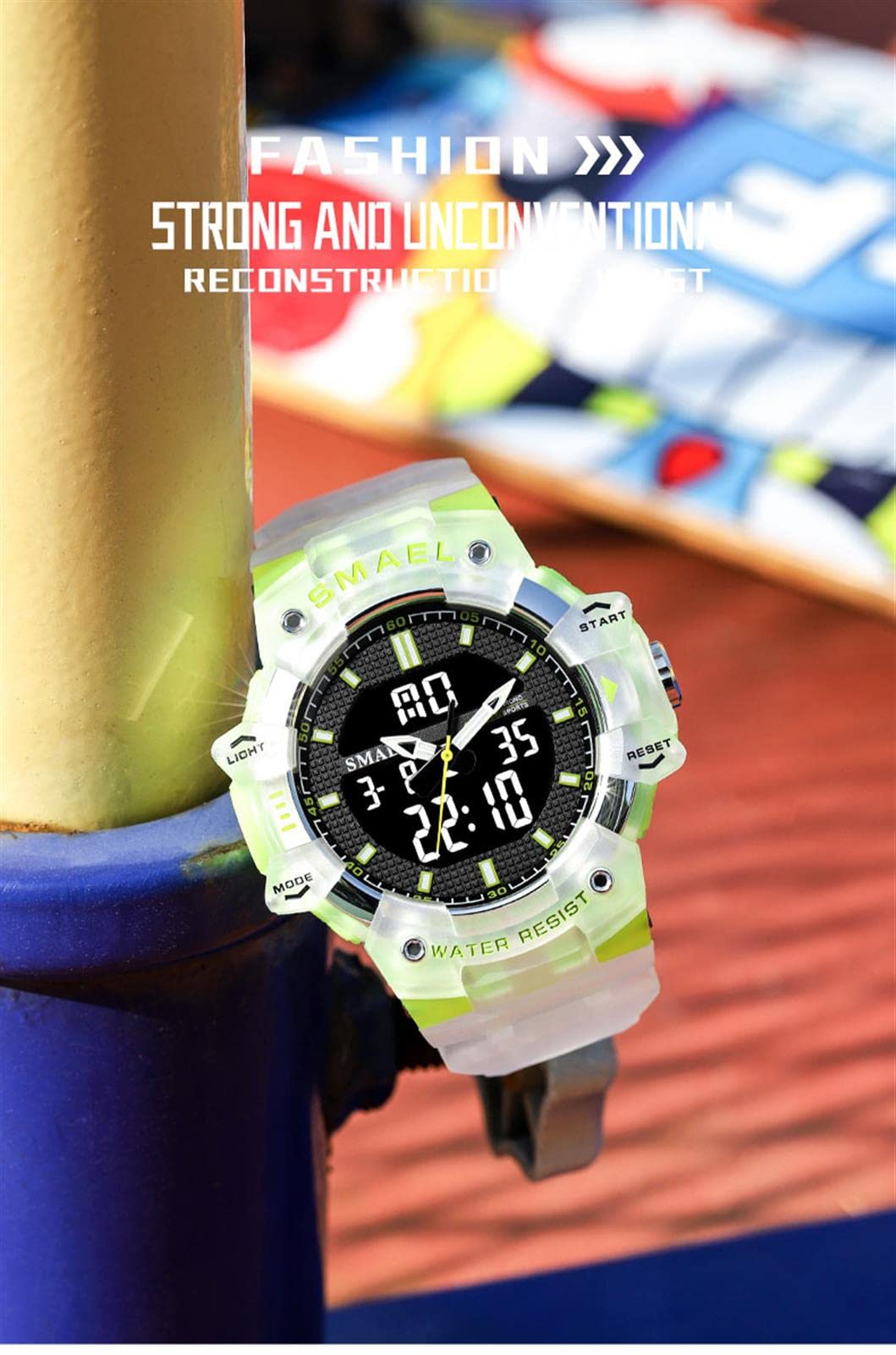 Montres Numériques pour Hommes, Montre de Sport Multifonctionnelle Étanche 50M Lumineux Double Affichage Montres Militaires Rétro-éclairage Montres Bracelets