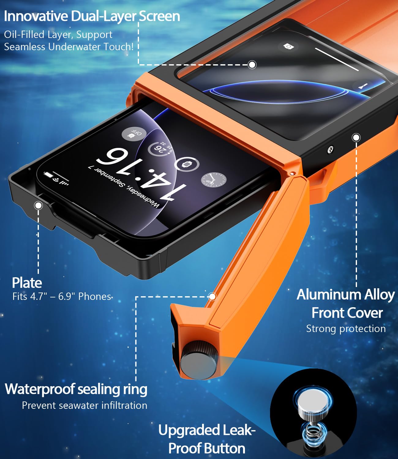Unterwasser Handyhülle für Schnorcheln, Wasserdichte Hülle Tauchen IPX8
