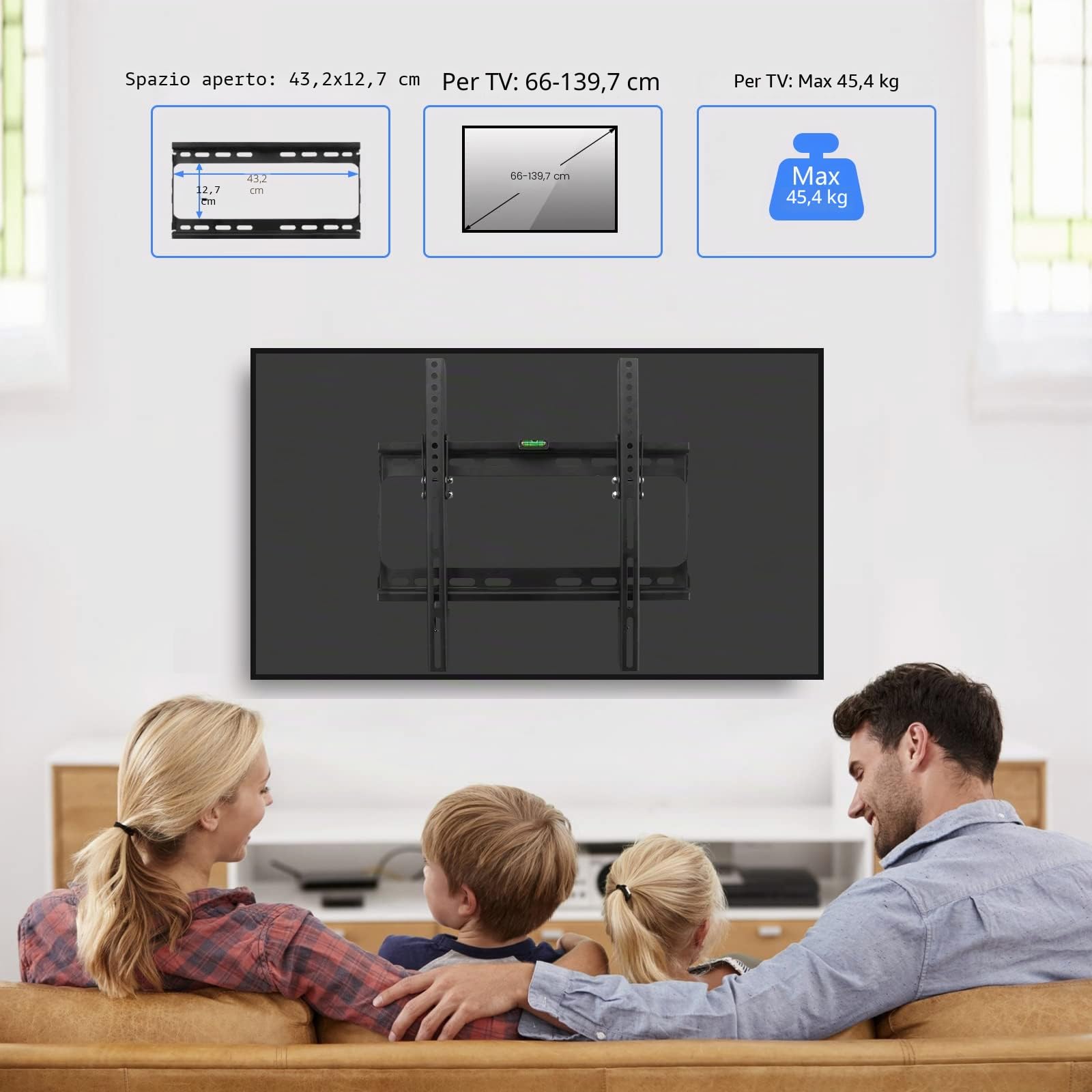 Suptek Supporto da Parete per TV 26-55 Pollici LED HD 4K HDR UHD VESA 400x400mm 45kg