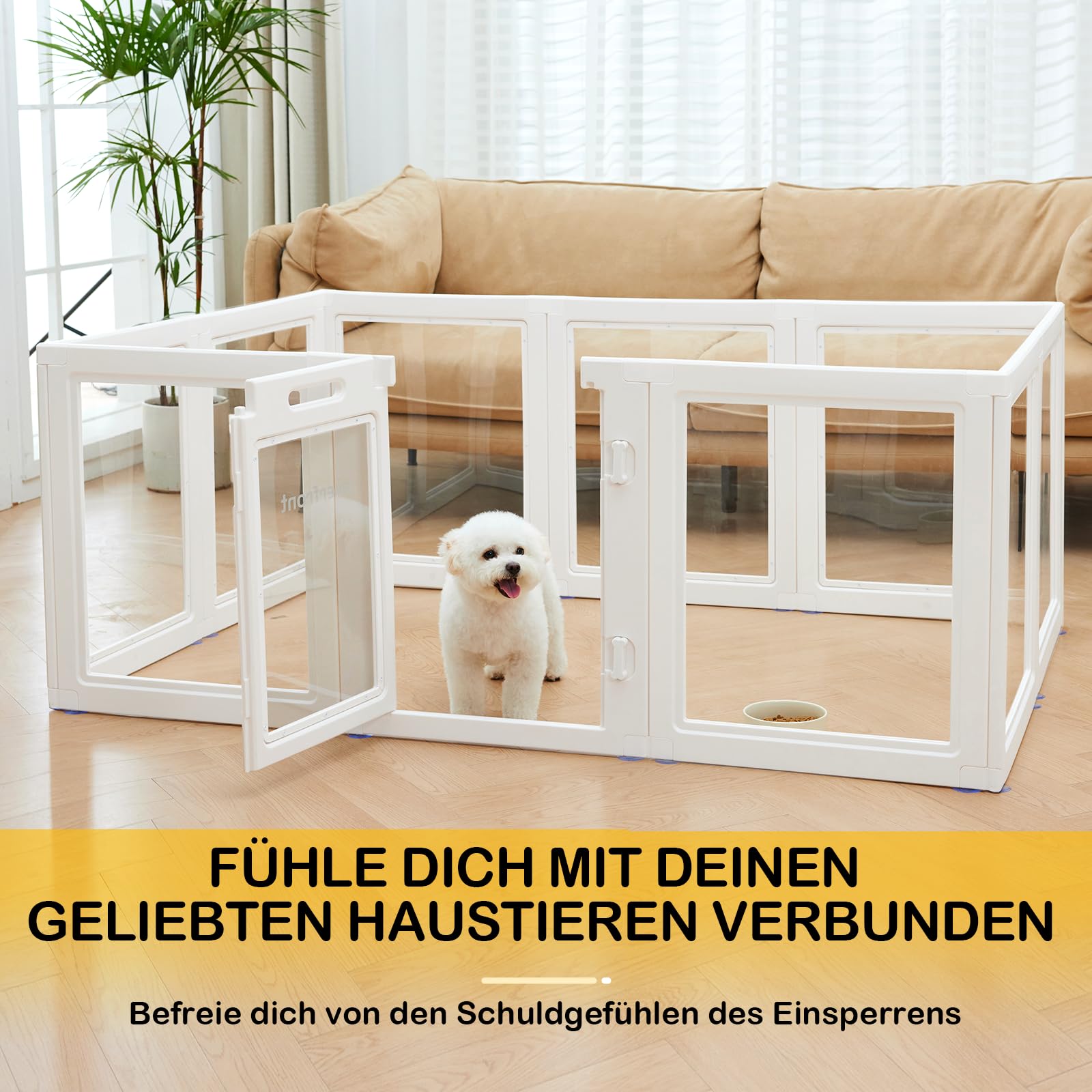 Klarer Acrylplastik Welpenlaufstall Hundespielplatz Innen, für Welpen, Katzen, Kaninchen, leicht montierbarer Welpenkäfig, Hundekennel, für kleine und mittlere Hunde (60 cm Hohe, 10 Stück)