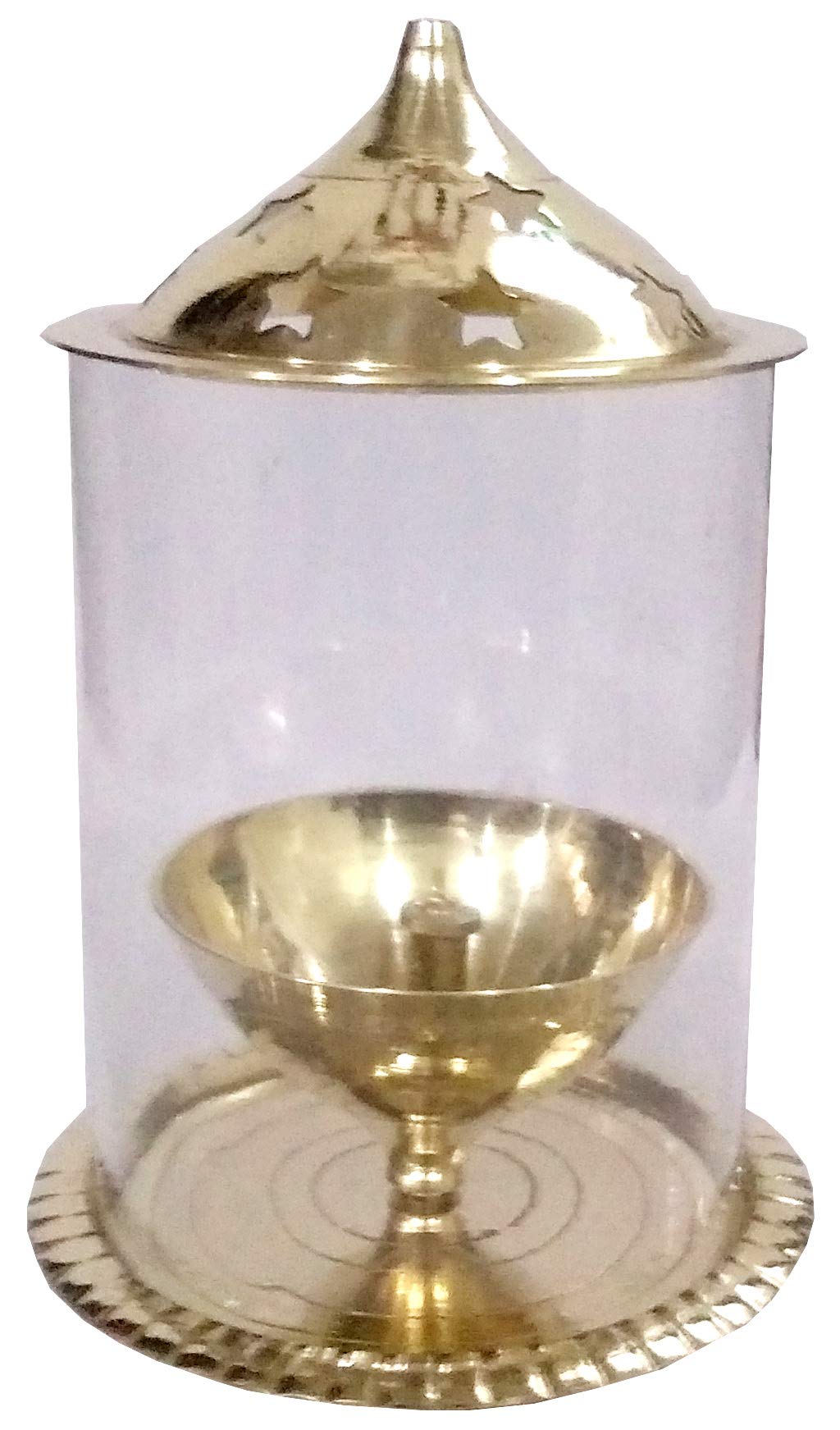 PurpledipBrass Oil Lamp Akhand Jyoti: Long Lasting Festival Deepam Decor Gift, 6 inches (11555B)