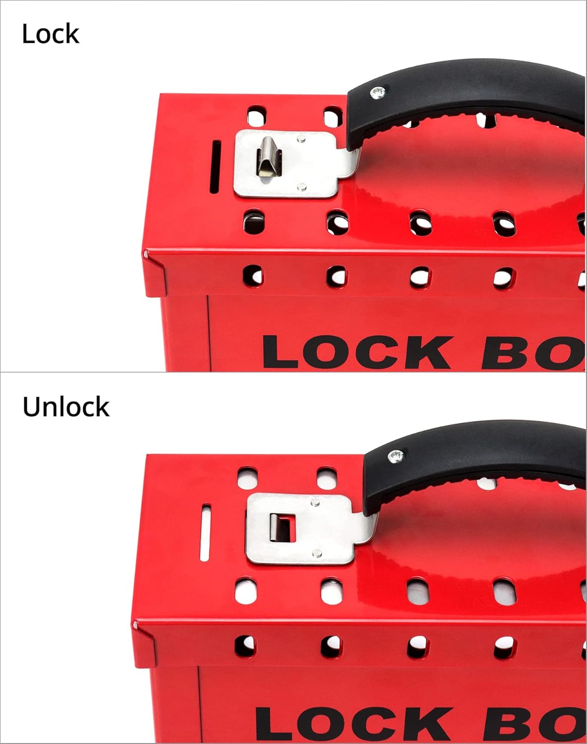QWORK Red Portable Group Lock Box with 12 Padlock Capacity - Enhance Workplace Safety with Lockout Tagout Solution, 2 Pack, Red