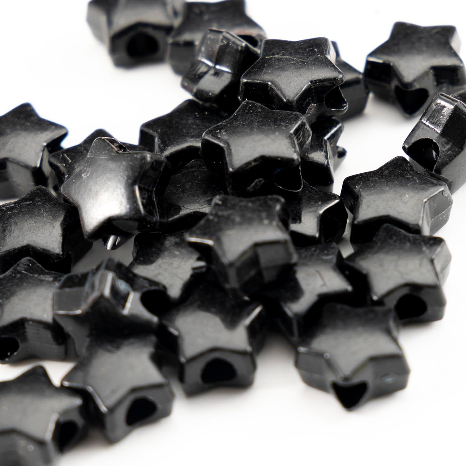 500PCS Acrylic Black 13mm Star Beads Pony Beads Large Hole for Jewelry Making Bracelets Necklaces Earrings Key Chains DIY (Black)