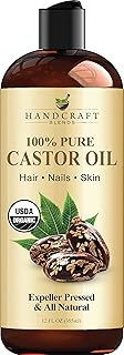 Handcraft Organic Castor Oil for Hair Growth, Eyelashes and Eyebrows - 100% Pure and Natural Carrier Oil, Hair Oil and Bod...