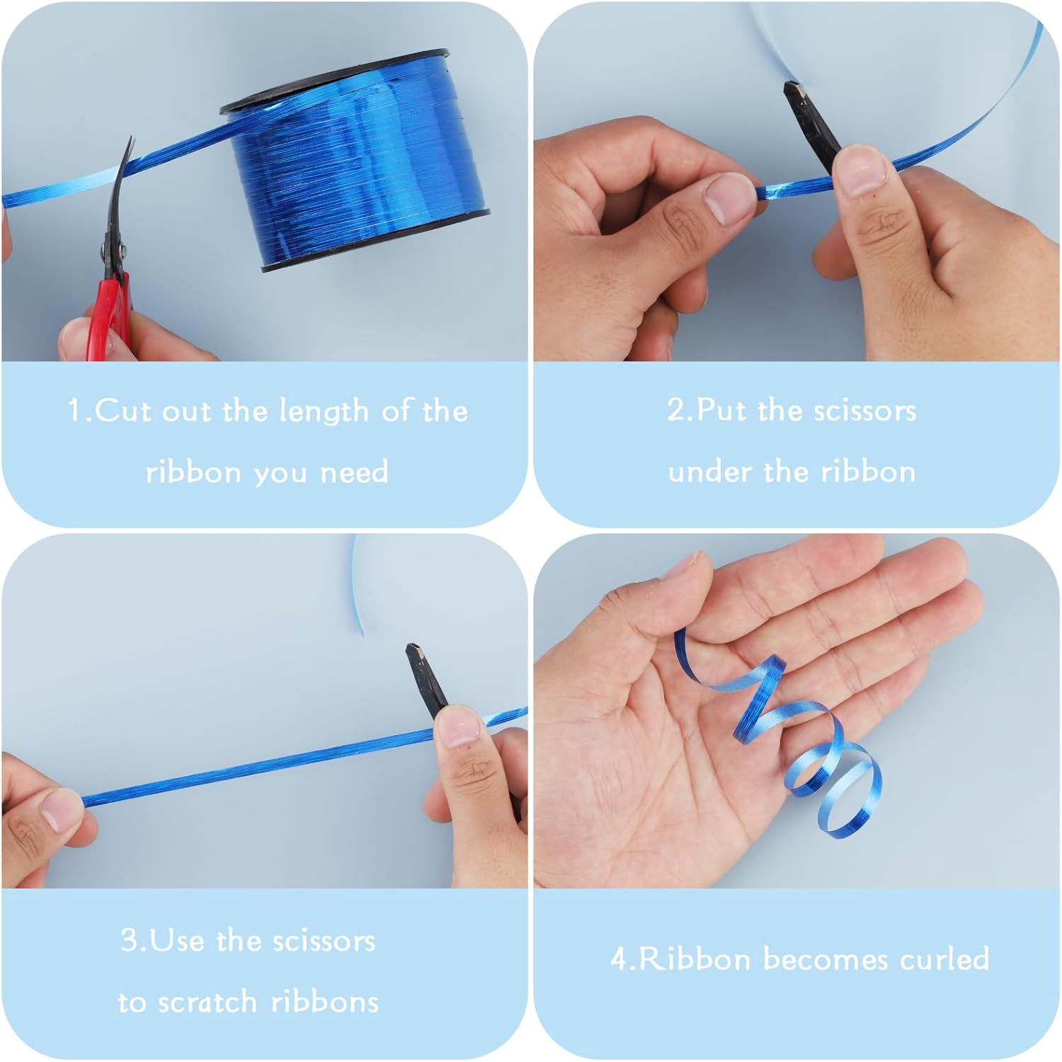 100 Yards Curling Ribbon-Balloon 6PCS Ribbon-Balloon String for Art&Craft Decor,Gift Wrapping,Ribbons and Bows for Christmas New Year Birthday Gifts Supplies - Image 5