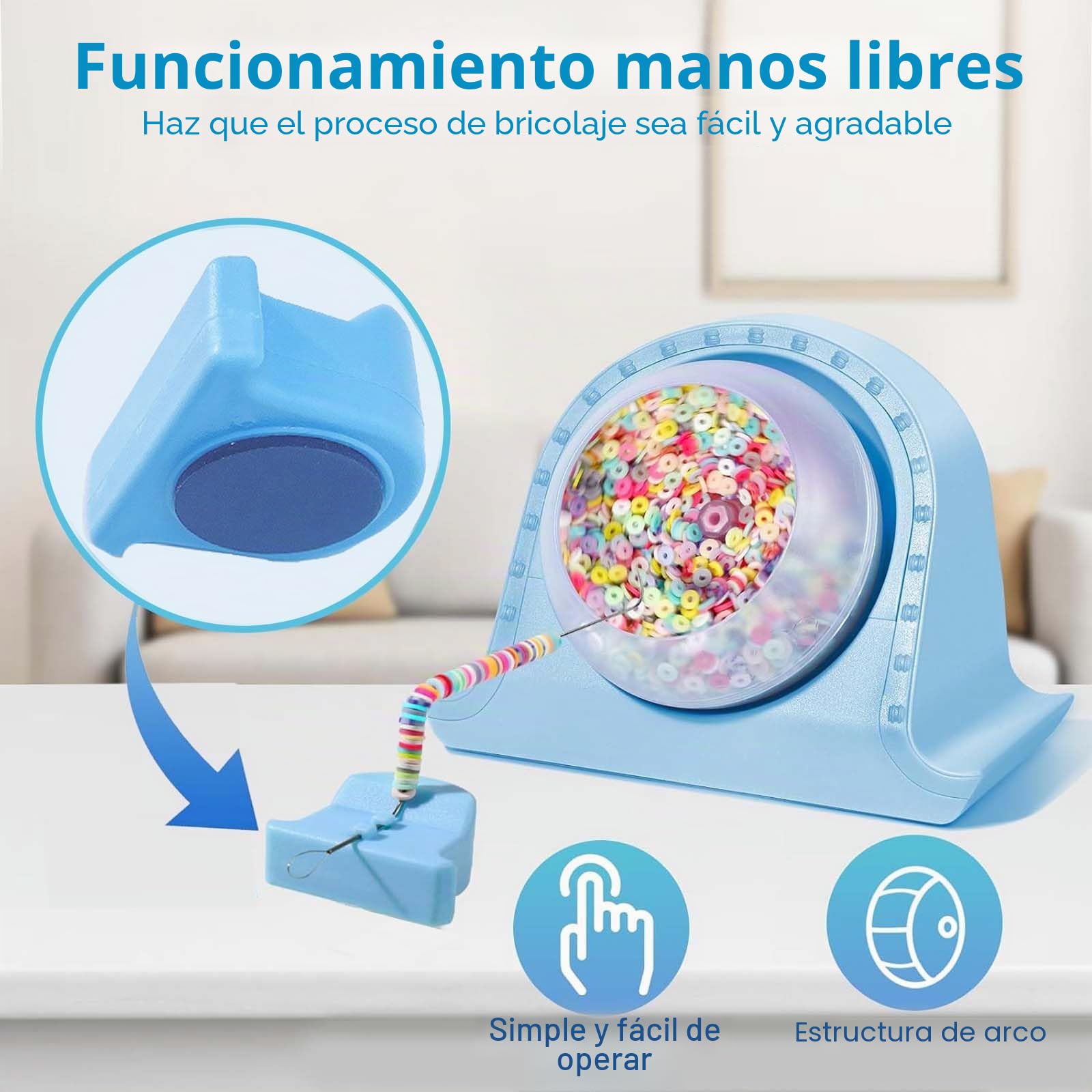 Colexy Juego de máquina de arcilla giratoria de cuentas eléctrica con 2 agujas de cuentas para pulseras, collares, fabricación de joyas