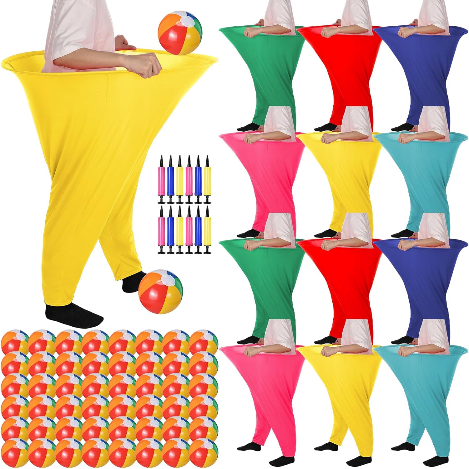 12 Pcs Granny Pants Yard Game Set Granny Pants Outdoor Party Games with Bouncy Balls Air Pumps for Adults, The Family Reunion Backyard Party Games