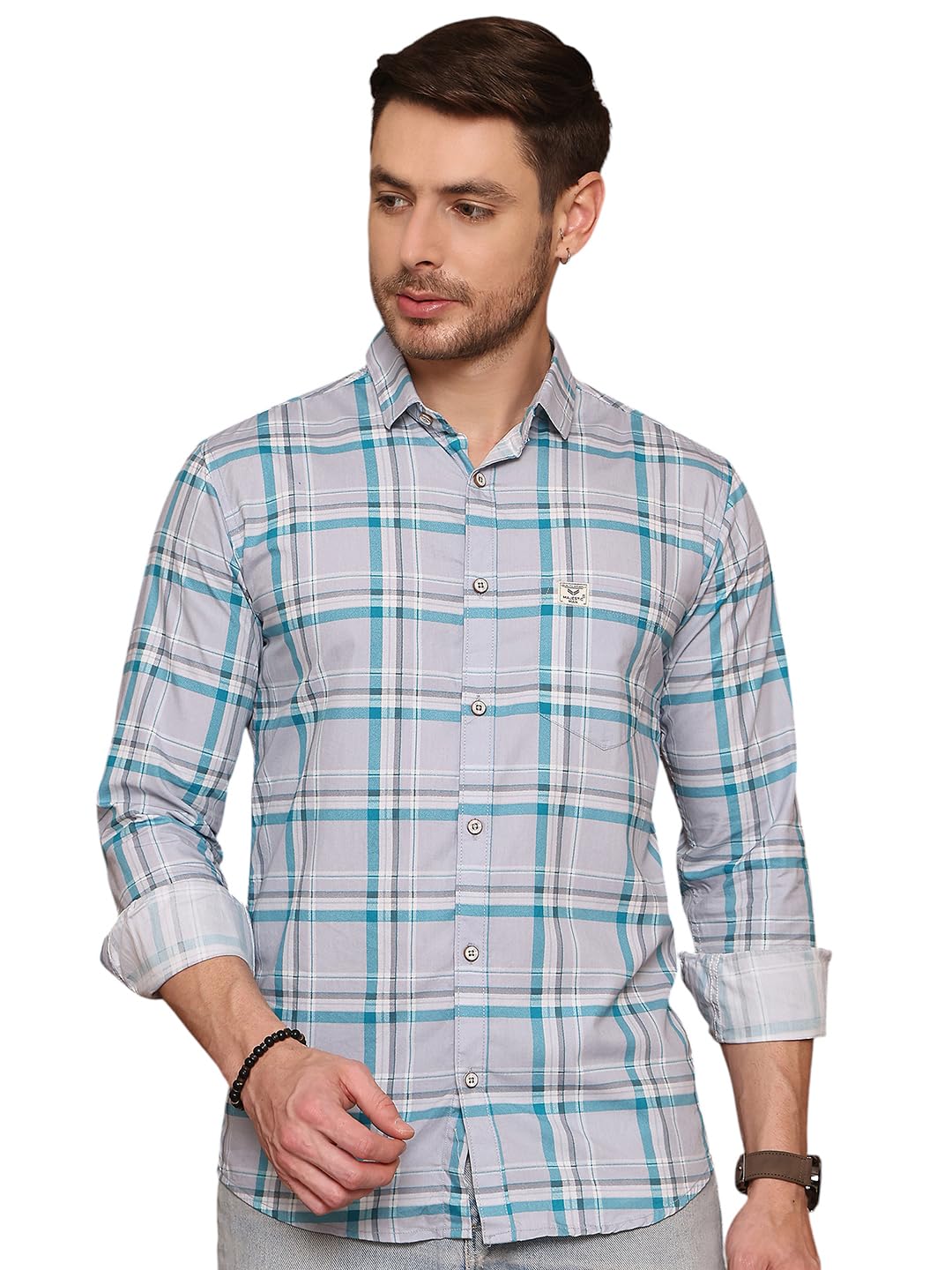 majestic man Comfort Slim Fit Pure Cotton Checked Casual Shirt-picture-33