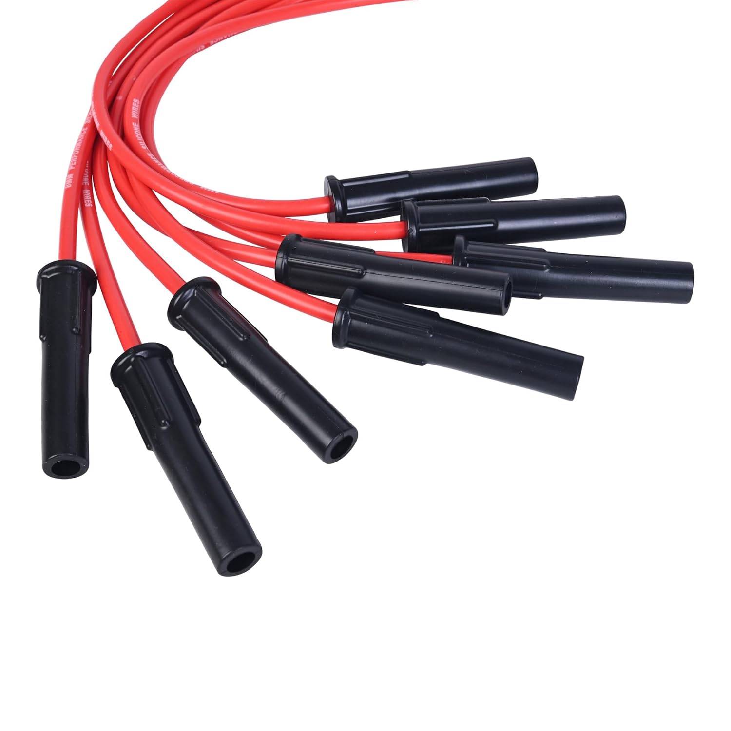 RLP Silicone Spark Plug Wires Set 8.0mm Red Ford FE Long Version Fit for Ford FE 332, 352, 360, 390, 406, 410, 427,428 Fit BBF Ford HEI 351C, 351M, 400M, 429,460 V8 Engine-Pack of 8