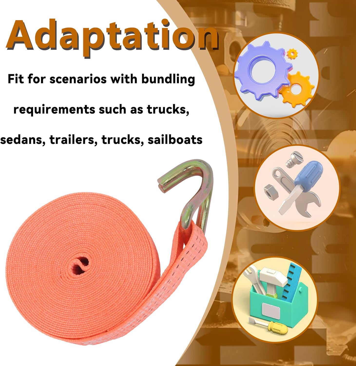 20 Pack Tie-Down Straps 1.5 Inch x 20 Feet Ratchet Straps J Hook Heavy Duty Ratchet Cargo Strap 4000Lbs Polyester Webbing Fit for Transportation Immobilization - Image 7