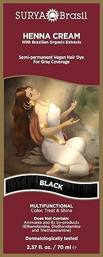 Crema de Henna Surya Brasil, negro 2.31 onzas, Negro