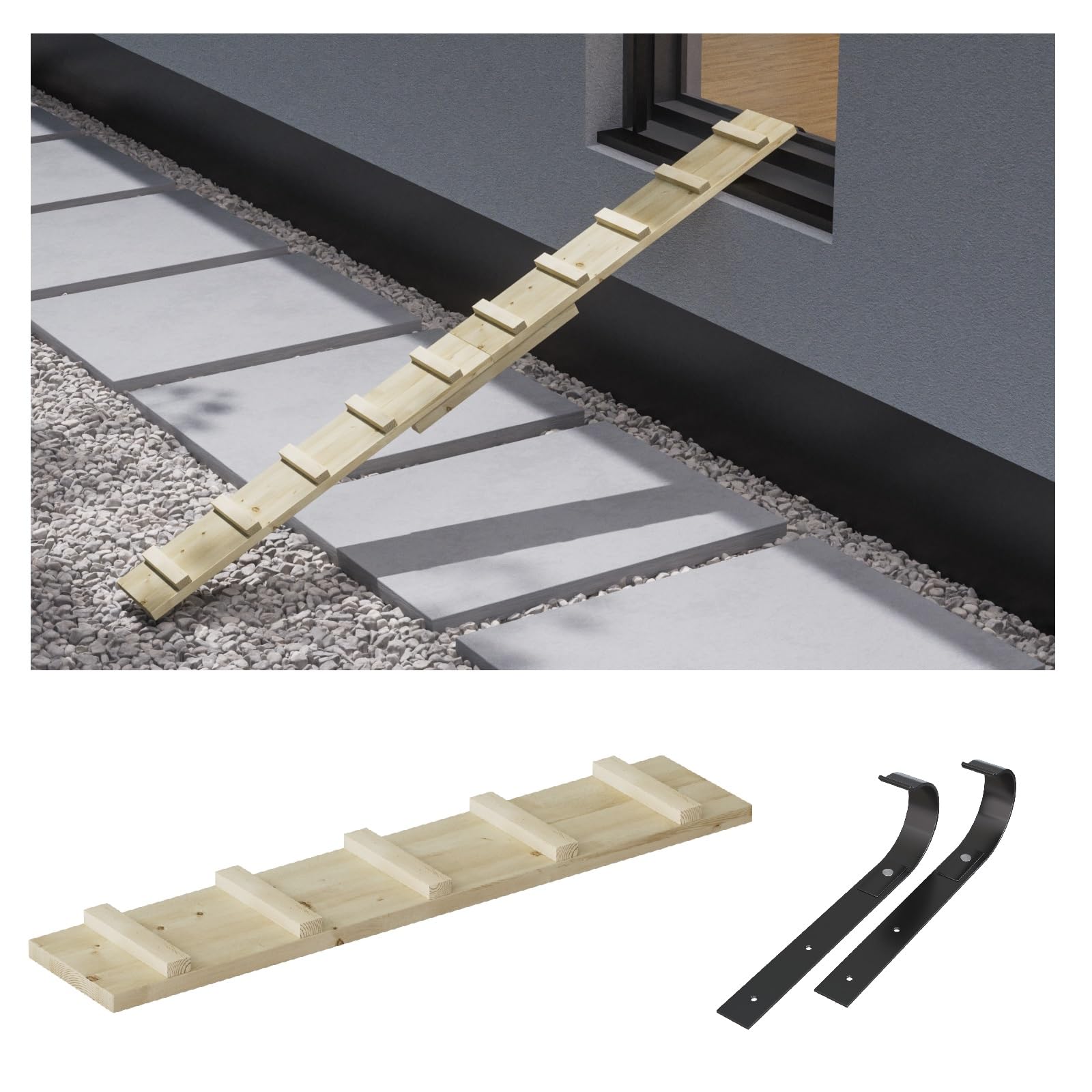 Katzentreppe 1,2 m mit Metallhaken – selbstmontierbar, unbehandelt