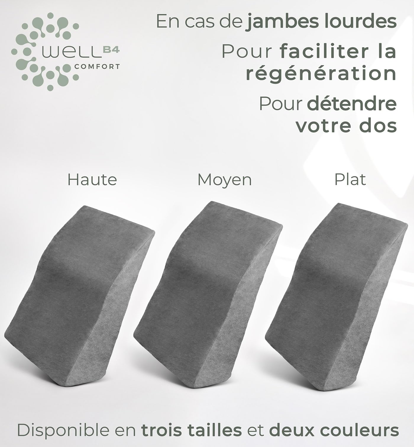 Well B4 Coussin élévateur de Jambes pour Maintien de Genoux et Dos - Coussin Ergonomique, Oreiller de Elevation, relève-Jambes, Repose Jambe - Housse rafraîchissante Amovible et Lavable