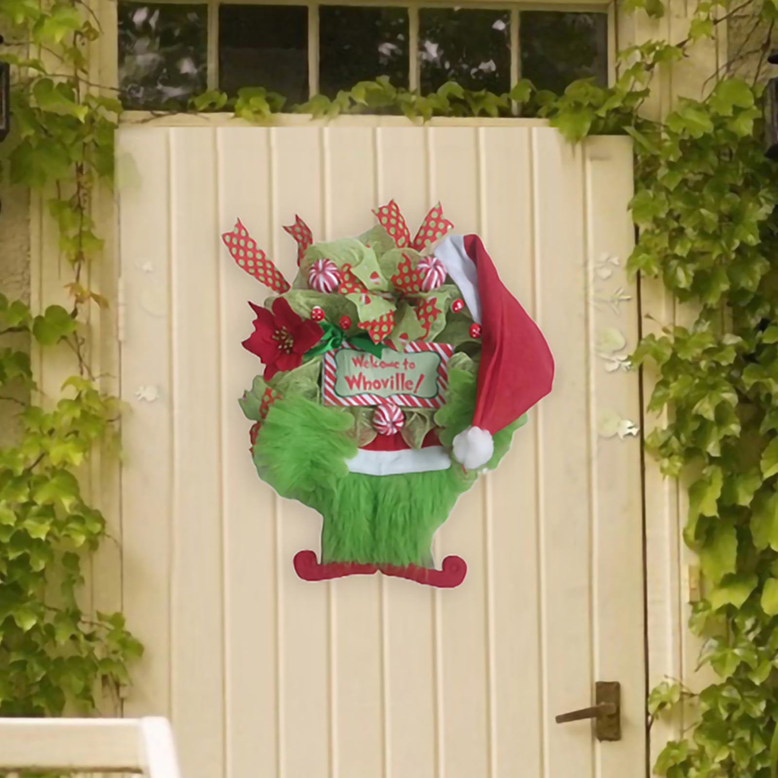 Christmas Thief Wreath for Front Door - Grinch Christmas Decorations Grinch Wreath Hanging ...