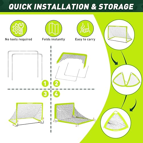 Miniatura 3 de Portería de fútbol, juego de porterías de fútbol para niños de 4 x 3 pies para patio trasero, equipo de entrenamiento de red de fútbol portátil con