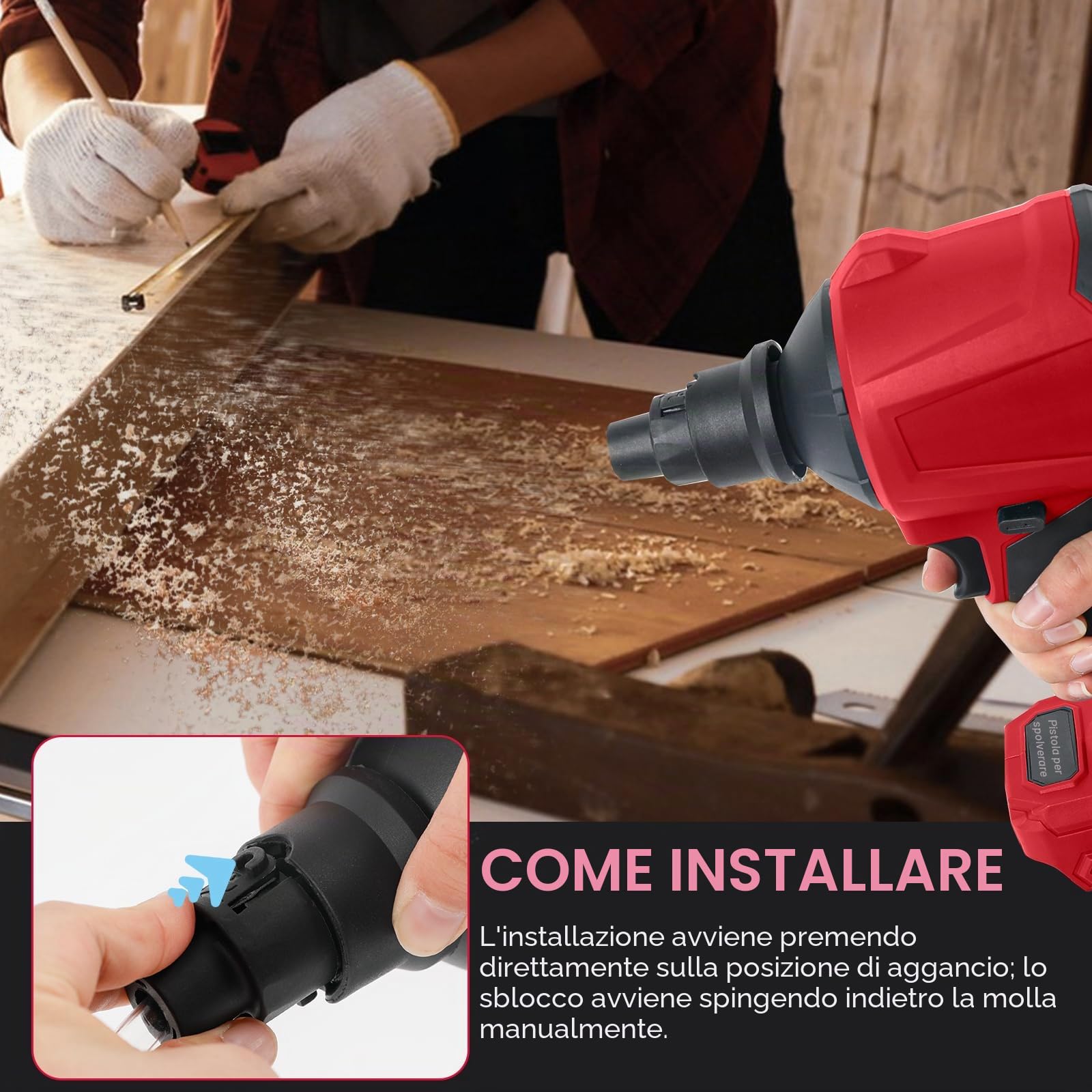 Ventola a batteria per Milwaukee M18 18 V, 40000 giri/min, soffiatore per foglie, 447 MPH, motore continuo per officina, casa e auto (senza batteria)
