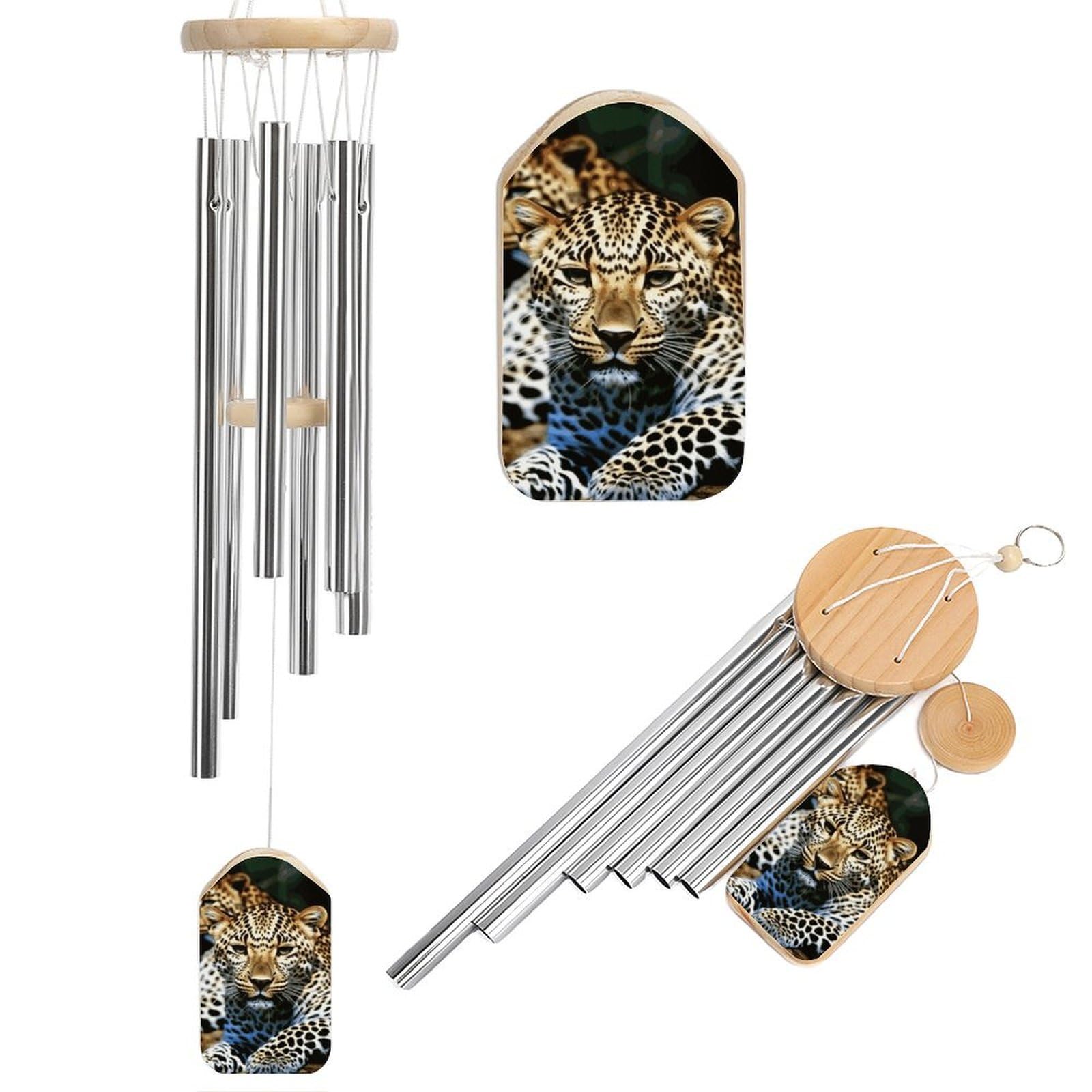 Leopard Wind Chime 20.5" Aluminium Wind Chimes Outdoor Garden Patio Decoration Windchime Memorial Gifts Windchimes for Men and Women