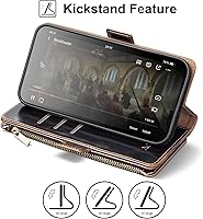 Vista 6 de Antsturdy Funda tipo cartera compatible con iPhone 12 Mini, funda de piel sintética con bloqueo RFID, funda para teléfono para mujeres y hombres