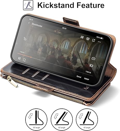 Miniatura 6 de Antsturdy Funda tipo cartera compatible con iPhone 12 Mini, funda de piel sintética con bloqueo RFID, funda para teléfono para mujeres y hombres,