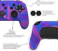 Vista 6 de PlayVital Samurai Edition - Funda protectora ergonómica de silicona para Nintendo Switch Pro, suave y antideslizante, protector de agarre