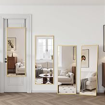 Suidia Full Length Mirror Over the Door&Wall Mounted, 48"x14" Door Mirror with Aluminum Alloy Frame, HD Shatterproof, No-Drill, Hanging Mirrors for Bedroom, Bathroom, Dorm, Closet, Rect, Black