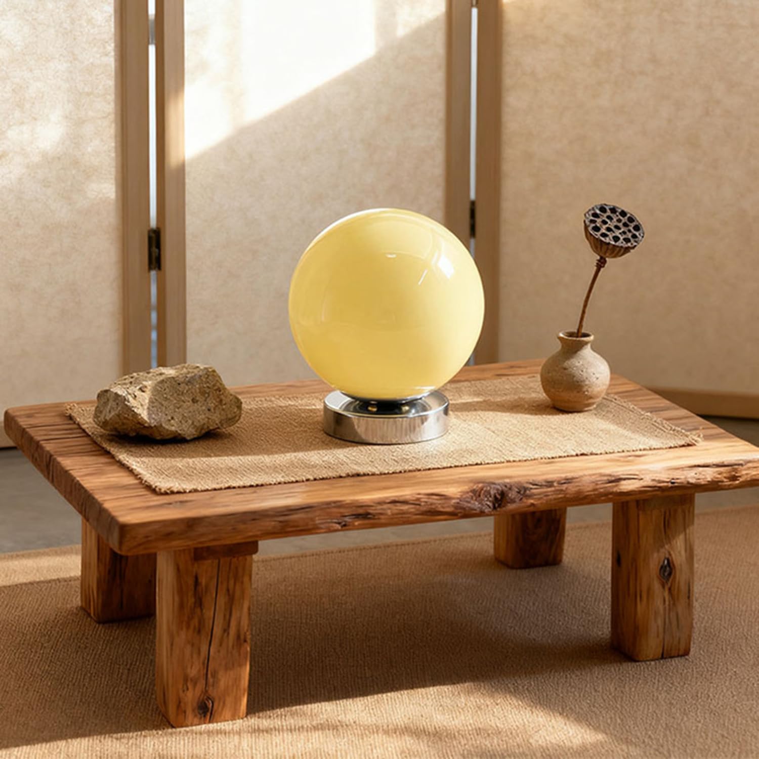 OOWOKS Lampada da tavolo a sfera in vetro senza fili comando touch ricaricabile via USB 3 temperature di colore LED dimmerabile lampada da comodino con batteria integrata base in metallo,Beige