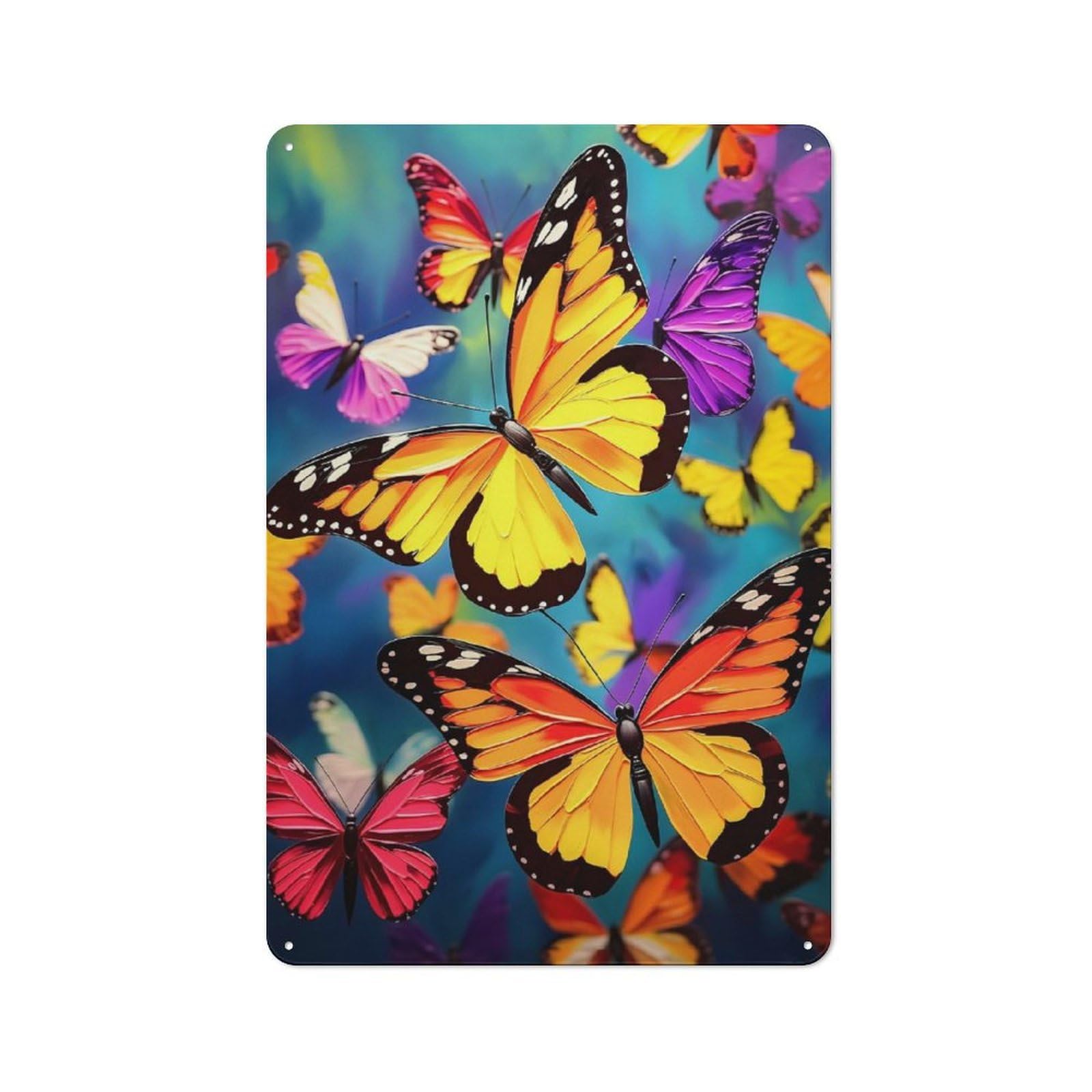 Fluttering Beauty Metal Wall Sign 30x20cm, Clean Industrial Loft Wall Plaque for Workspace, Cafe, Hallway Or Garage