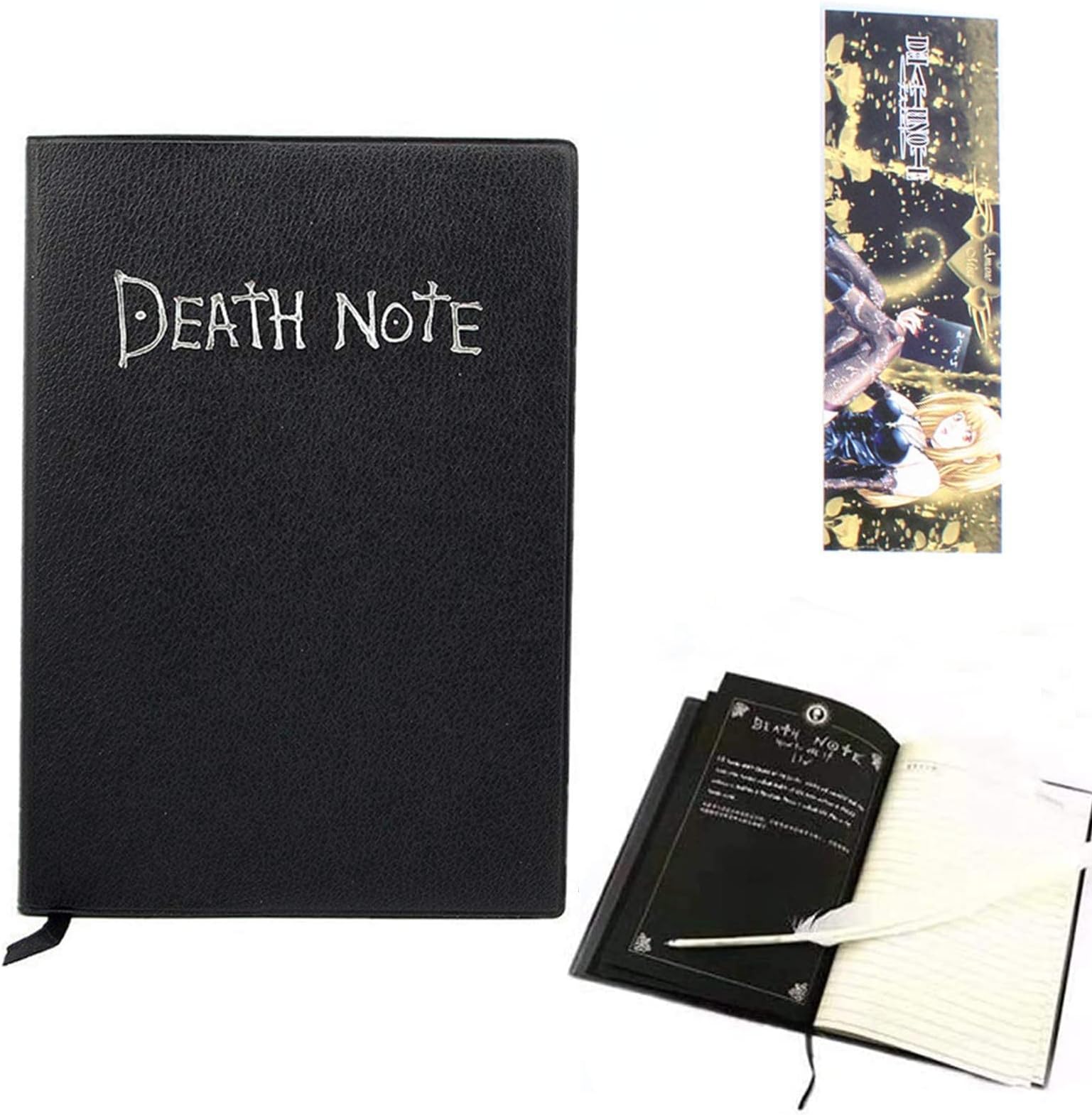 REOVE Death Note Notebook with Feather Pen,Fashion Anime Theme Death Note Cosplay Notebook, Best gifts for cosplay lovers, Can be Used as Diary and Notebook