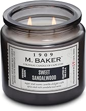 Colonial Candle Sweet Sandalwood Scented Jar Candle | 2-Wick Natural Soy Blend Wax Candle for Home | Relaxing Aromatherapy Candle Infused with Essential Oils | M. Baker Apothecary Glass Jar Candle
