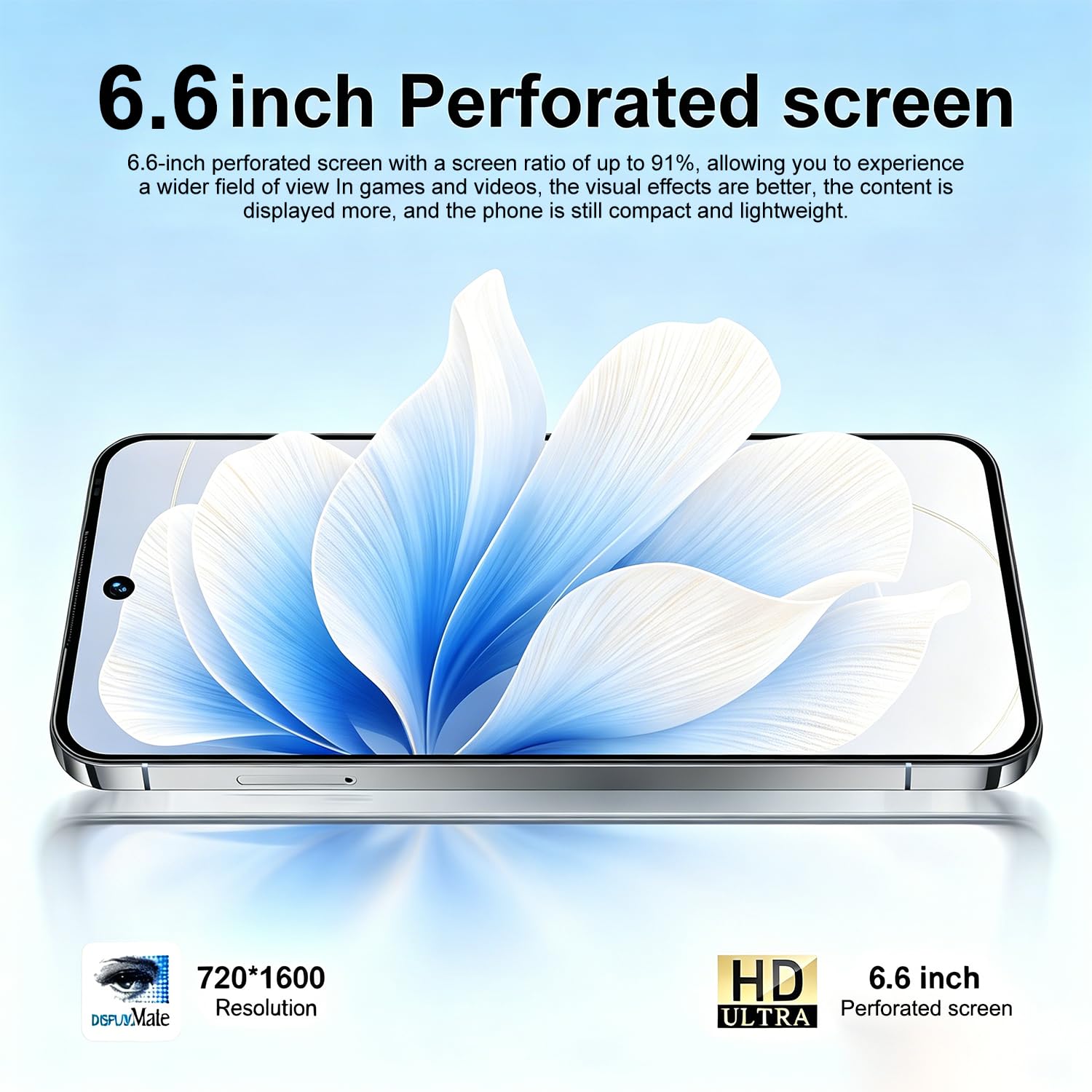 McMgc Cellulare 4G Sbloccato Schermo Incell 6,6", 4GB+32GB Espandibile fino a 256GB, Batteria 5000mAh, Android 12, Doppia Fotocamera 13MP+16MP, Porta Tipo-C (Gray)