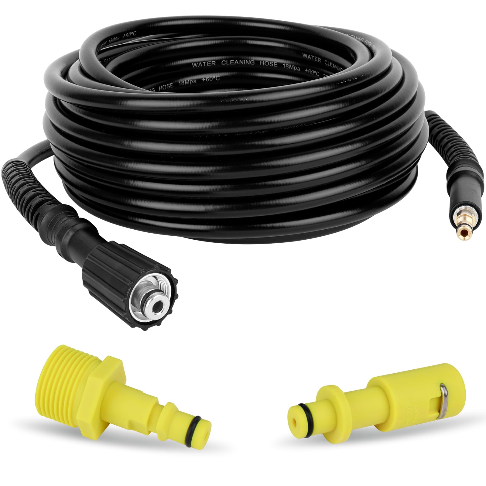 YUET 5M High Pressure Washer Hose with O-Ring Adapter & M22(14mm) to Quick Connector Convert for Kärcher All K2 Models (New & Old), K3, K4, K5, K7, Kink-Resistant 5800PSI Replacement Power Washer Hose