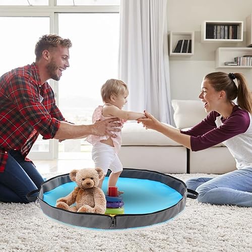 Miniatura 5 de BBpara - Bolsa de almacenamiento de juguetes y tapete de juego para construir ladrillos y bloques bolsa de almacenamiento portátil de juguetes con