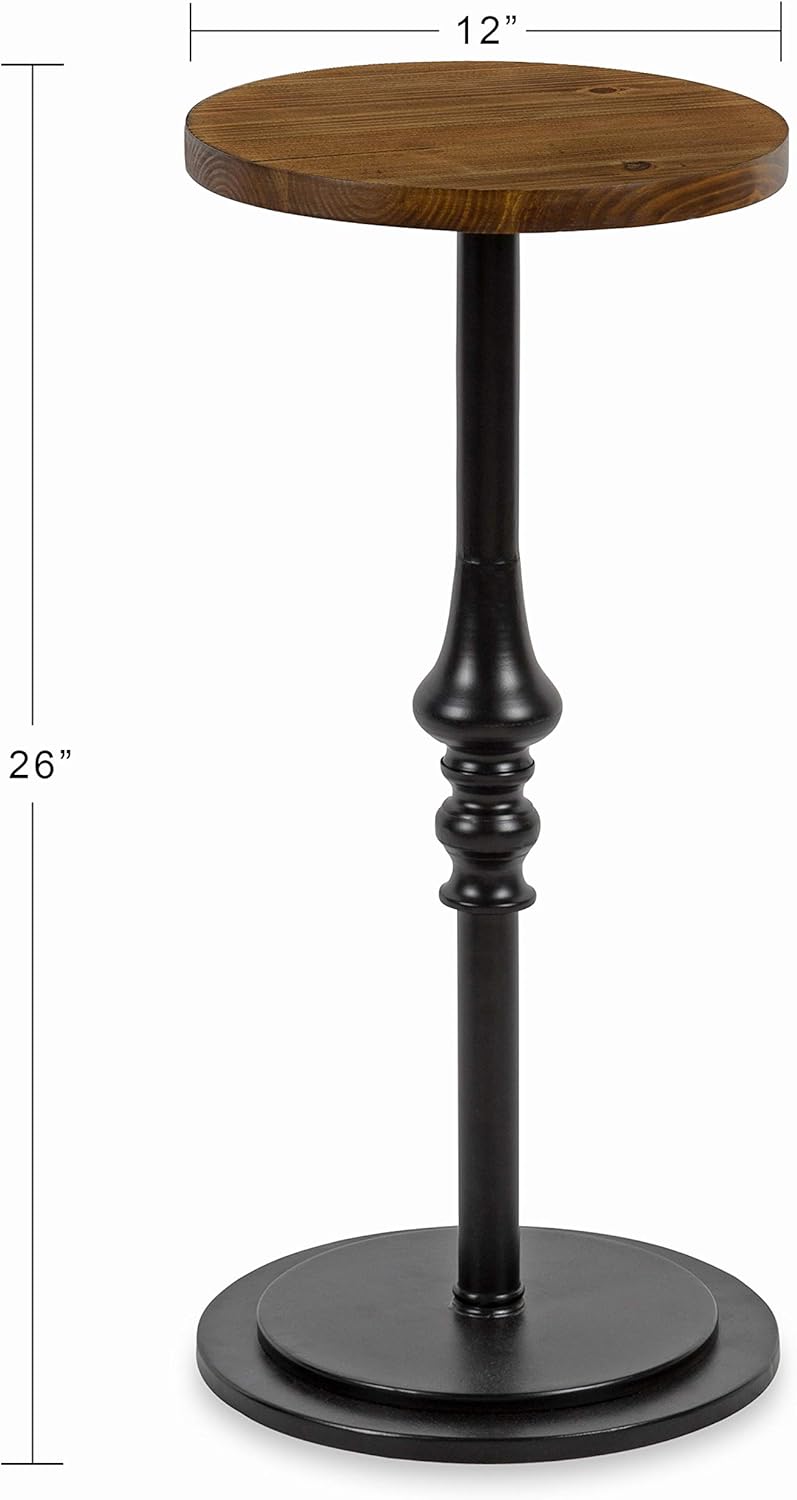 Kate and Laurel Stratton Rustic Pedestal Table, 12" x 12" x 26", Rustic Caramel and Black, Decorative Pedestal Table for Smaller Living Areas : Home & Kitchen