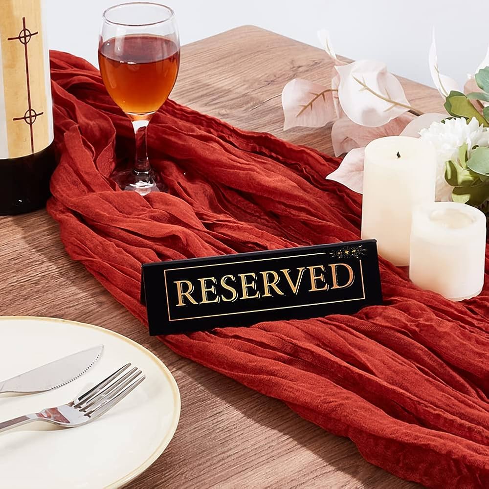 OLYCRAFT 10Pcs Reserved Table Signs 15x5.2x5cm Silver Acrylic Reserved