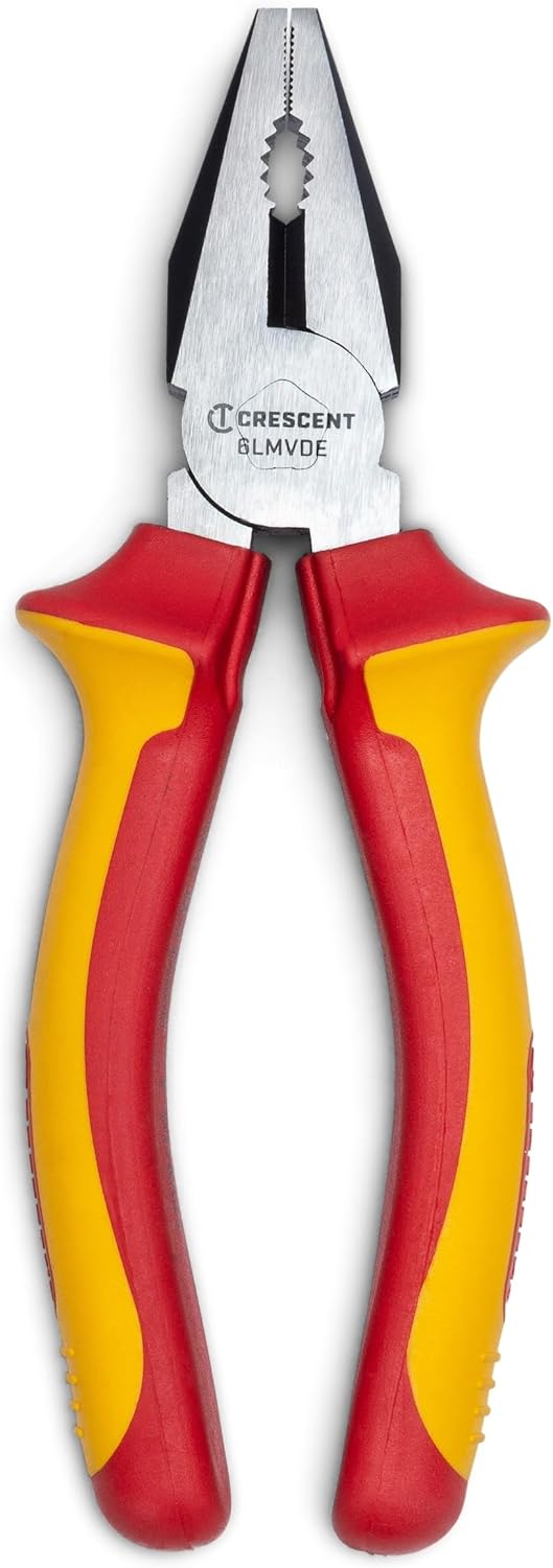 Crescent VDE Insulated Lineman's Pliers - Cable & Wire Cutter - Heavy Duty Electrician Tool for Home Improvement & Repair - 6" - 6LMVDE