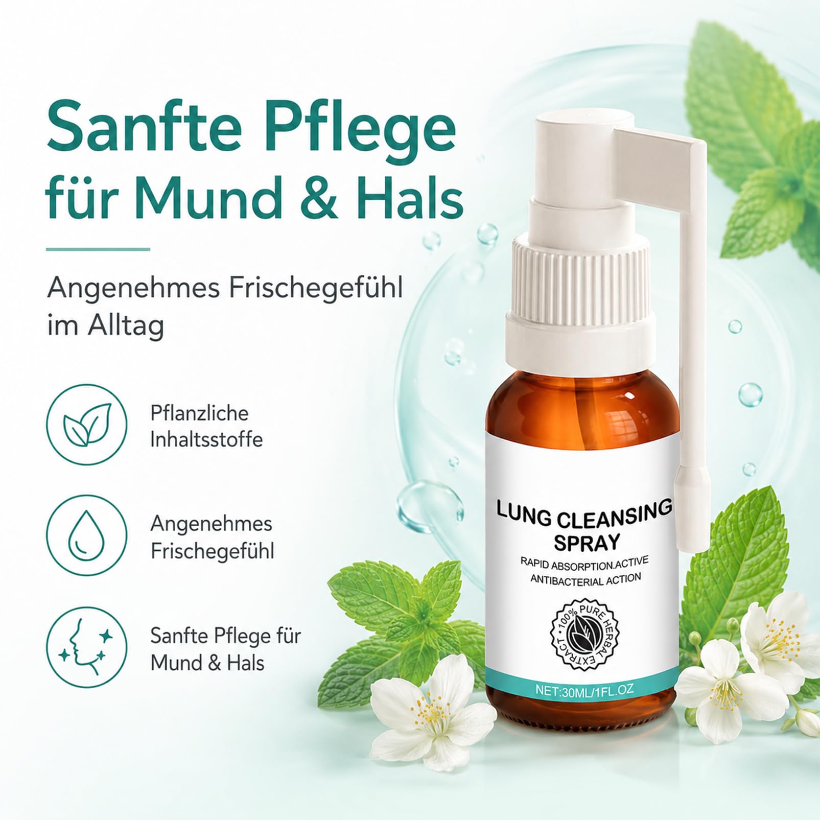 Spray respiratorio per la pulizia dei polmoni, 2026, spray per la pulizia dei polmoni, con ingredienti naturali, delicato e senza irritazioni, per uomini e donne
