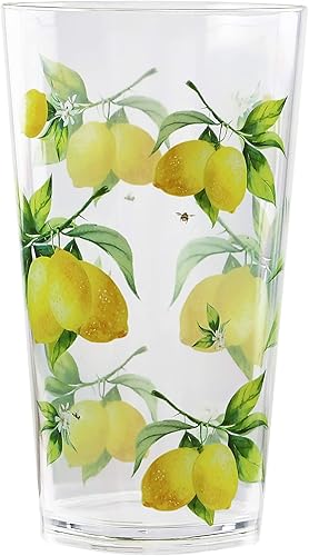Miniatura 3 de Reston Lloyd Calypso Basics - Juego de 6 vasos acrílicos de 19 onzas, sin BPA, para interiores y exteriores, aptos para lavavajillas, limones con