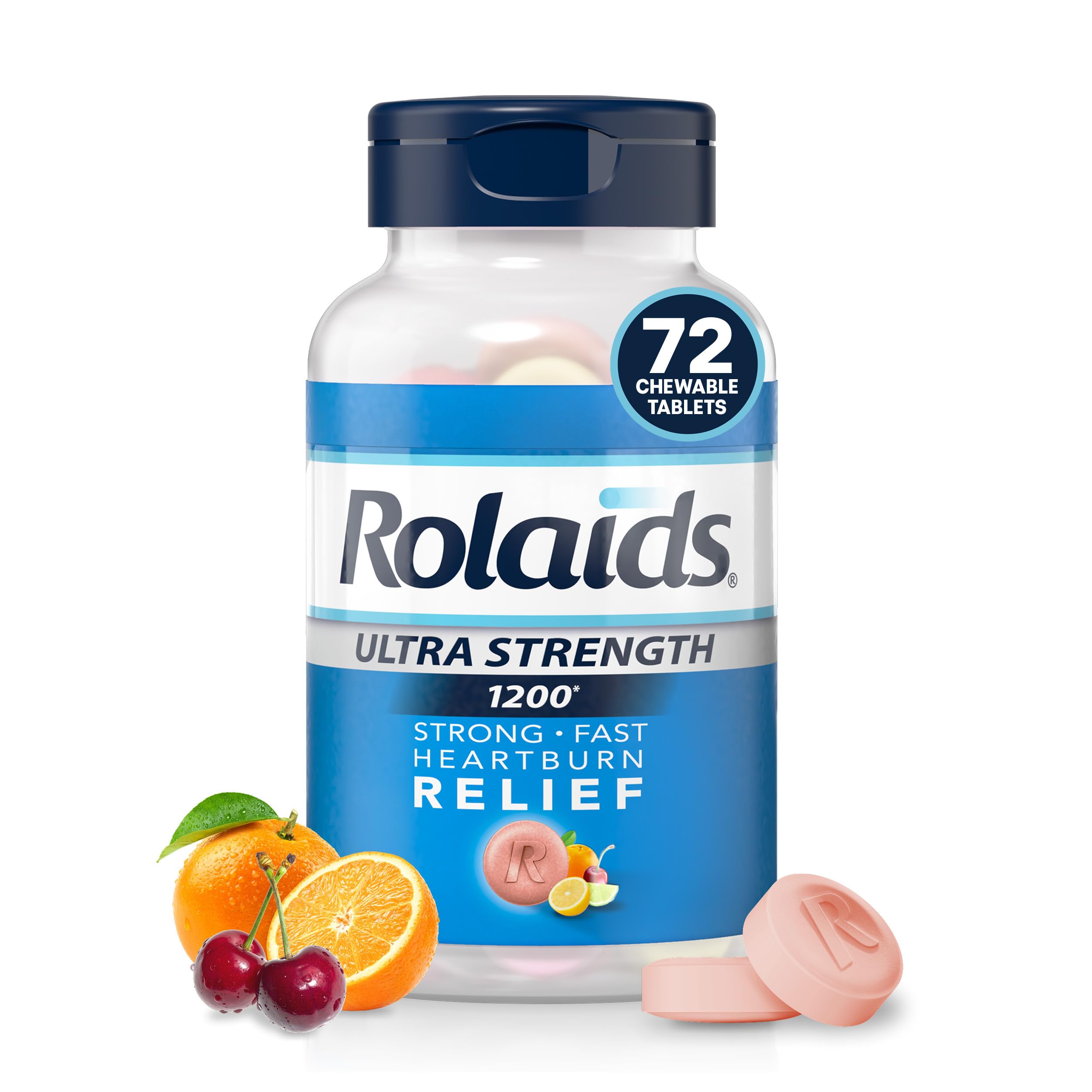 Rolaids Ultra Strength Antacid Chewable Tablets, Assorted Fruit, 72-Count