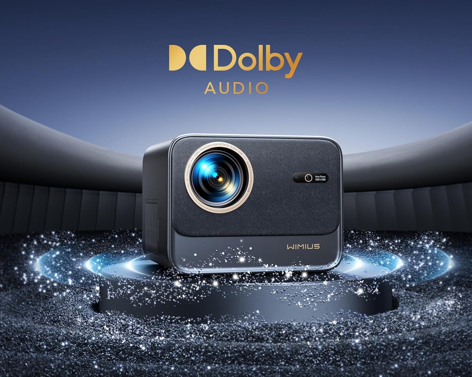 WiMiUS K9 Projector with Dolby Audio logo