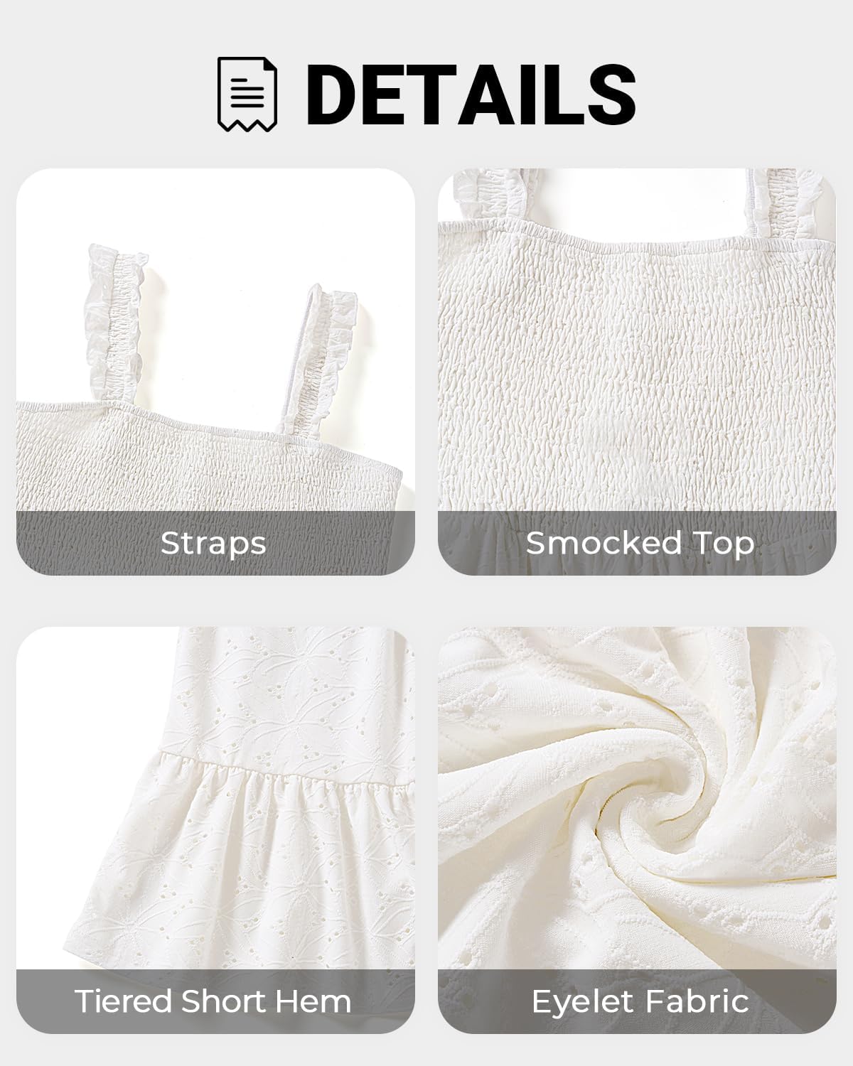 Women’s Plus Size Summer Dresses - Casual Eyelet Square Neck Sleeveless Smocked Ruffle A-Line Cute Short Sundress - Image 6